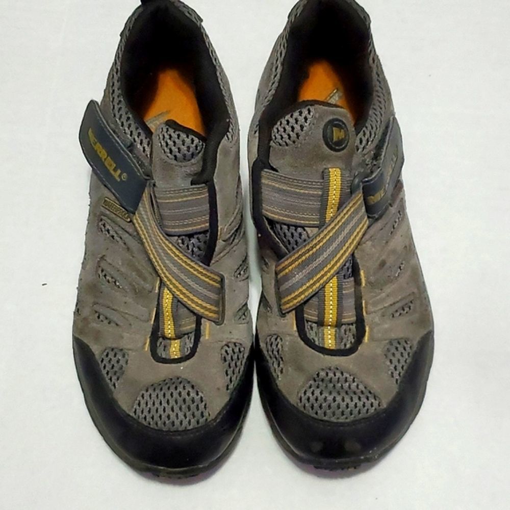 Merrell Gray Leather Outdoor Hiking Sporty Children Vented Sneakers Boys 3